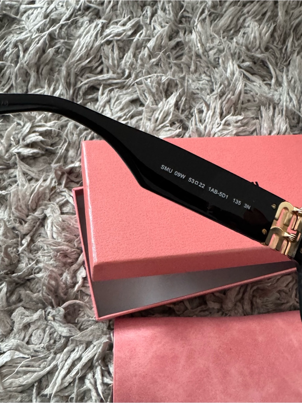 Miu Miu Black Cat-Eye Sunglasses with Gold Logo Temples - Picture 5 of 7